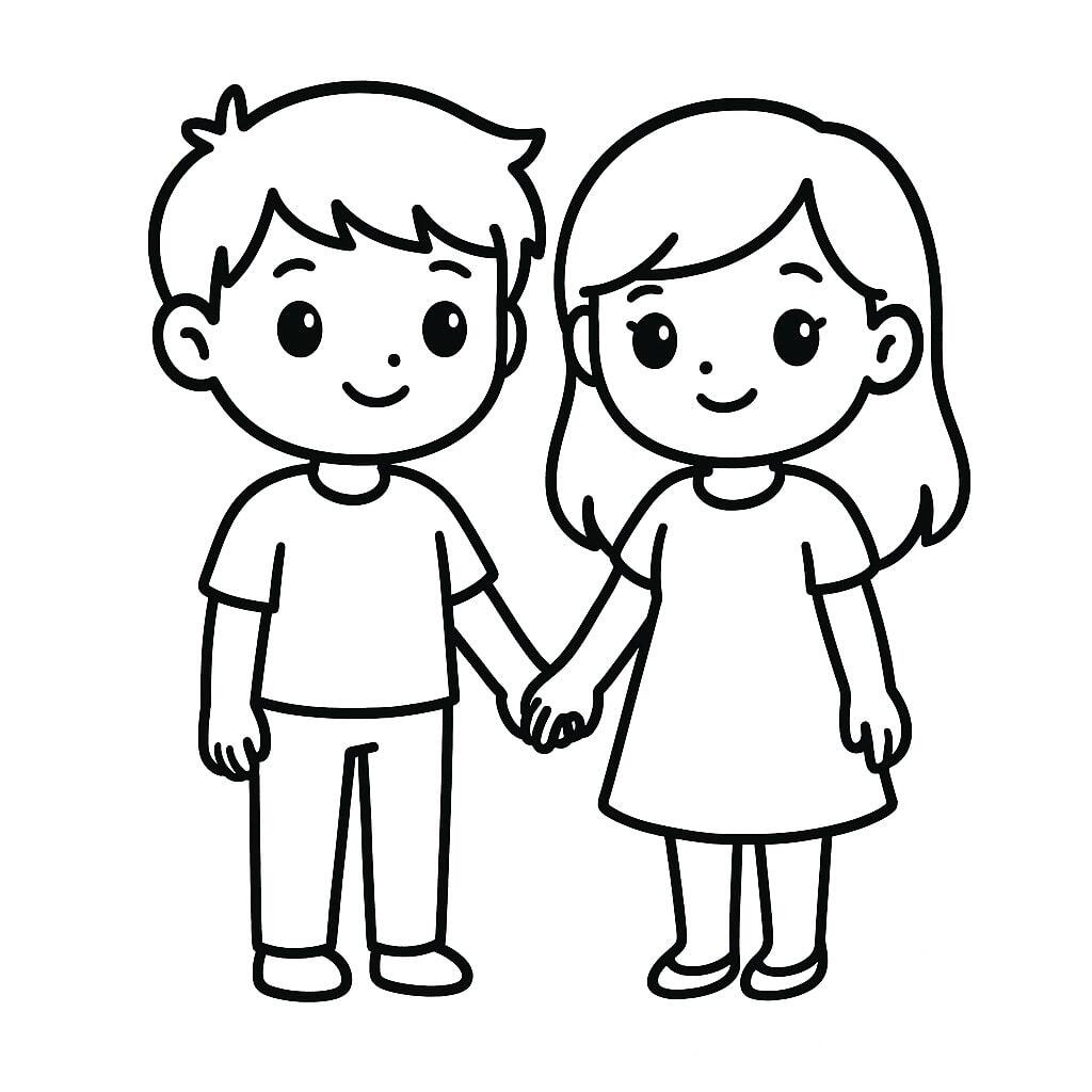 Cute Boy and Girl Coloring Pages 2026 for Kids to Practice Coloring