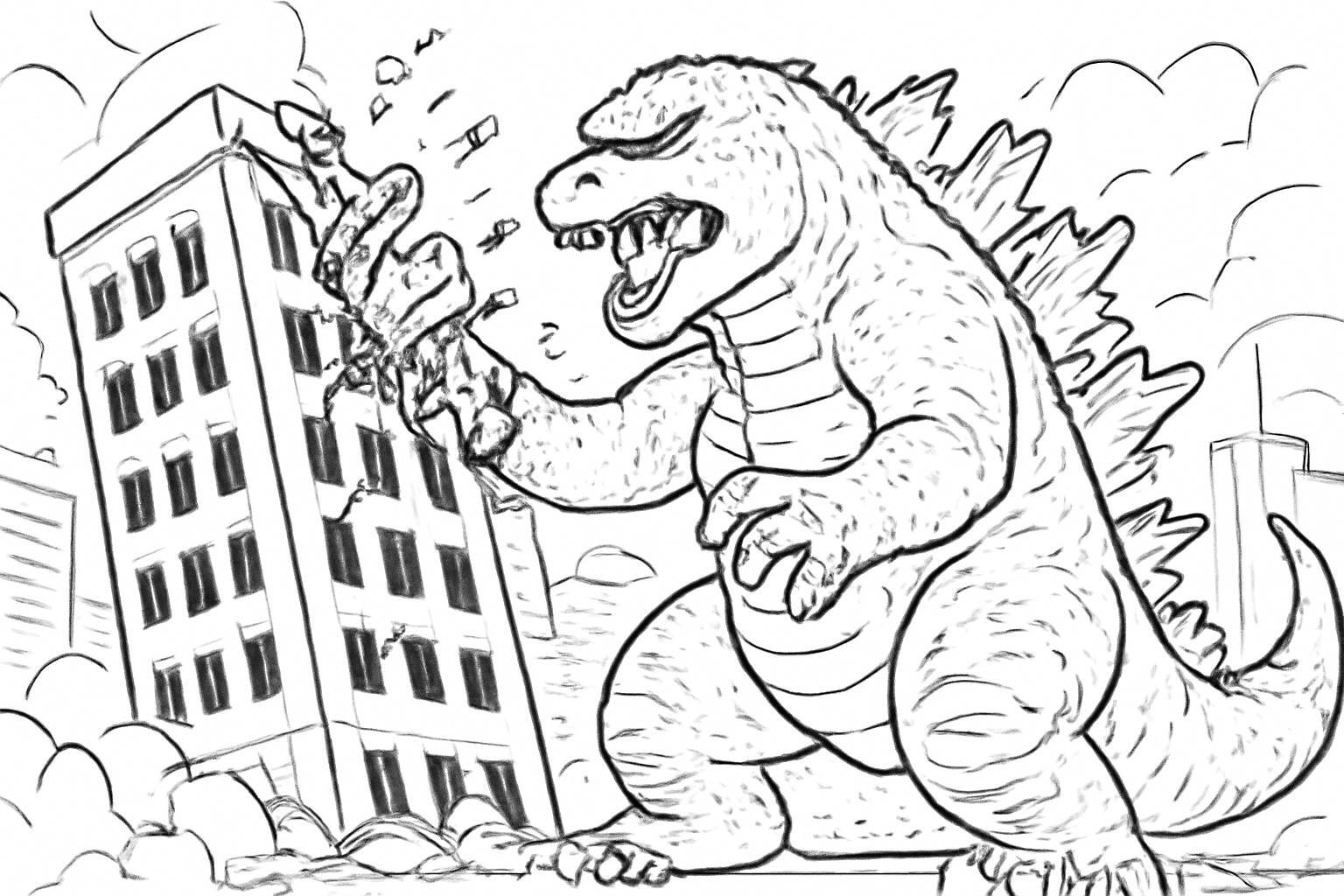 Godzilla Coloring Pages for Kids – Free PDF Download