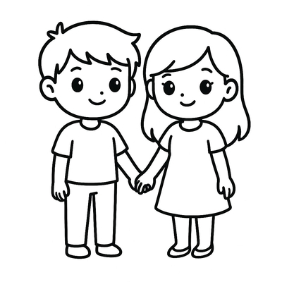 Cute Boy and Girl Coloring Pages 2026 for Kids to Practice Coloring
