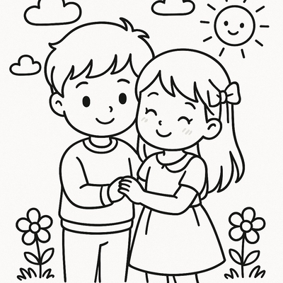 Cute Boy and Girl Coloring Pages 2026 for Kids to Practice Coloring