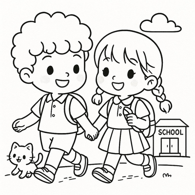Cute Boy and Girl Coloring Pages 2026 for Kids to Practice Coloring