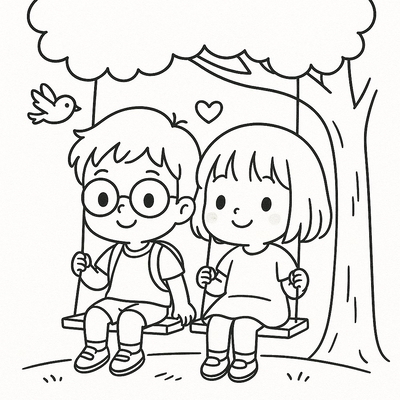 Cute Boy and Girl Coloring Pages 2026 for Kids to Practice Coloring