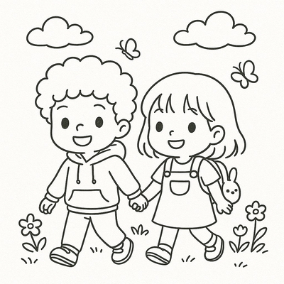 Cute Boy and Girl Coloring Pages 2026 for Kids to Practice Coloring