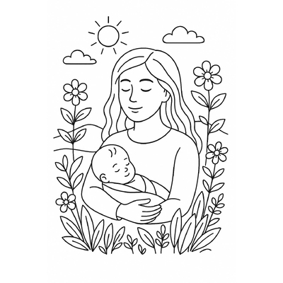 Mother Portrait Coloring Pages for Kids – Free PDF Download
