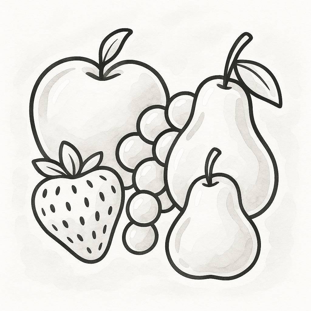 Watercolor Fruits and Flowers