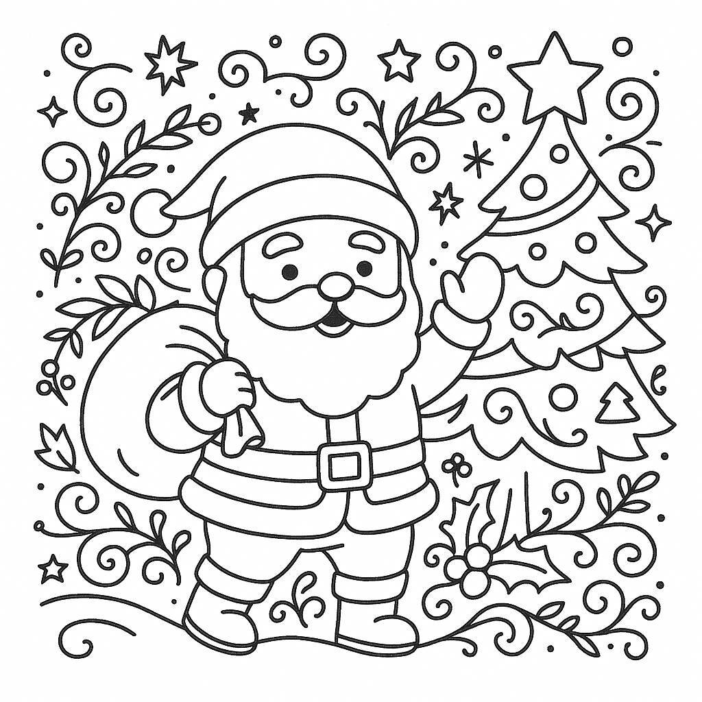 Santa Claus Coloring Pages for Kids – Christmas Coloring PDF