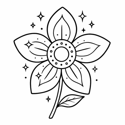 Five-Petal Flower Coloring Pages for Kids – Free Printable PDF