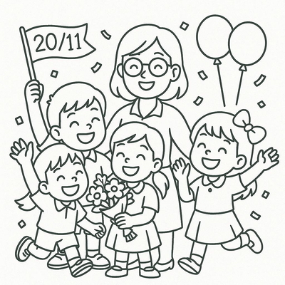 November 20th Coloring Pages for Kids – Beautiful Printable Card PDF
