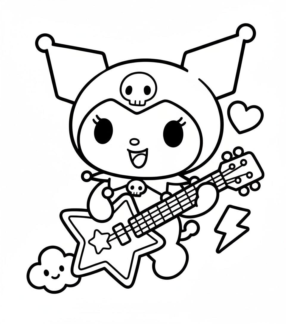 Kuromi Playing a Cute Electric Guitar