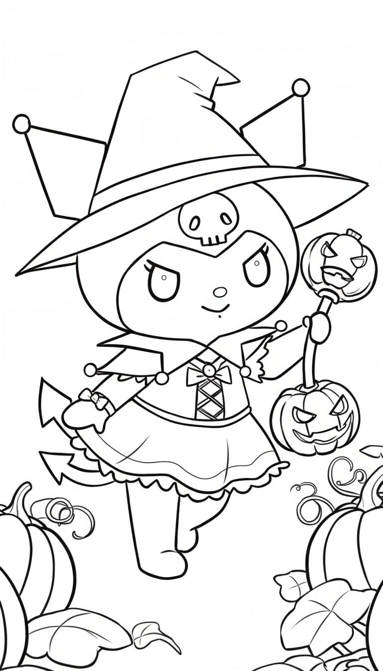 Kuromi Transformed into a Little Halloween Witch