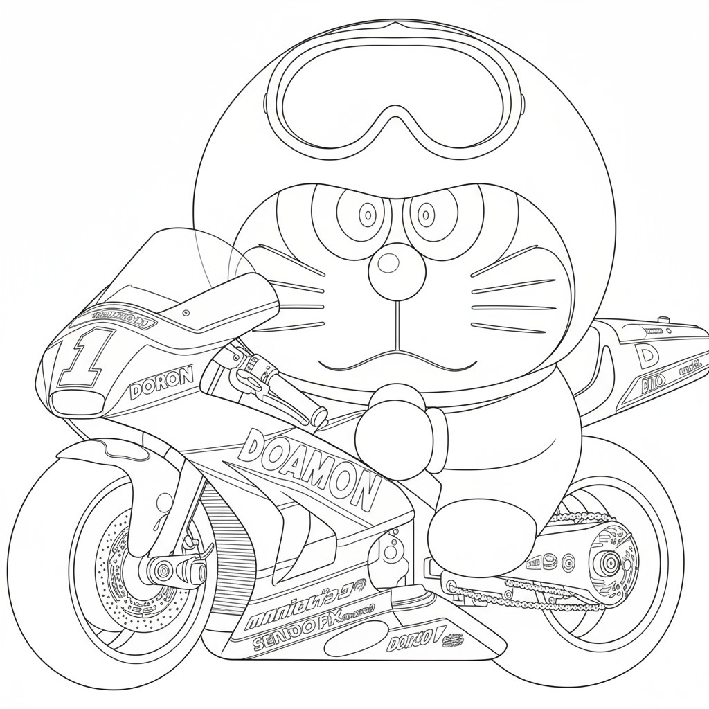 Doraemon Riding a Super Cool Motorcycle