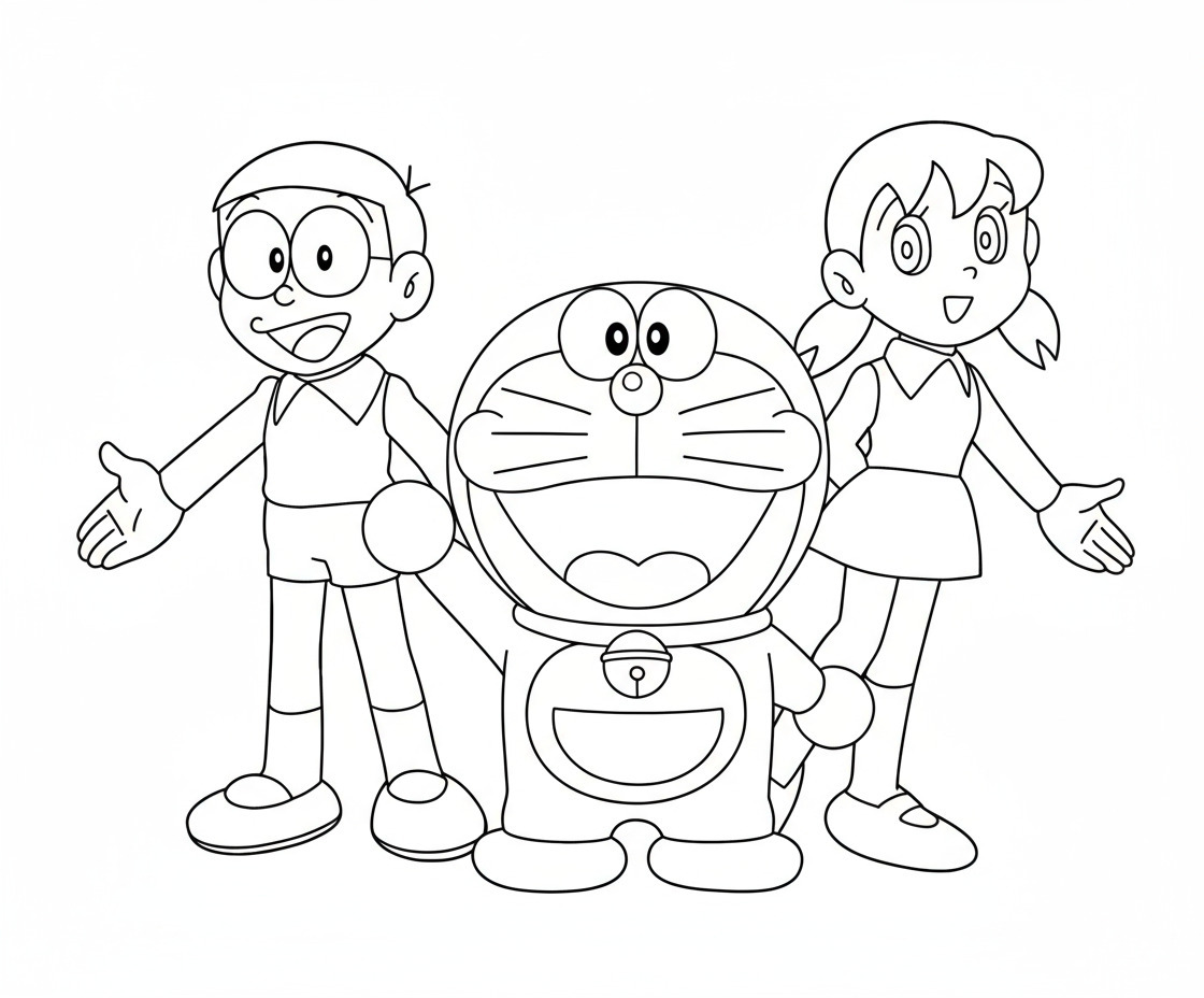 The Doraemon Friends Taking a Photo Together
