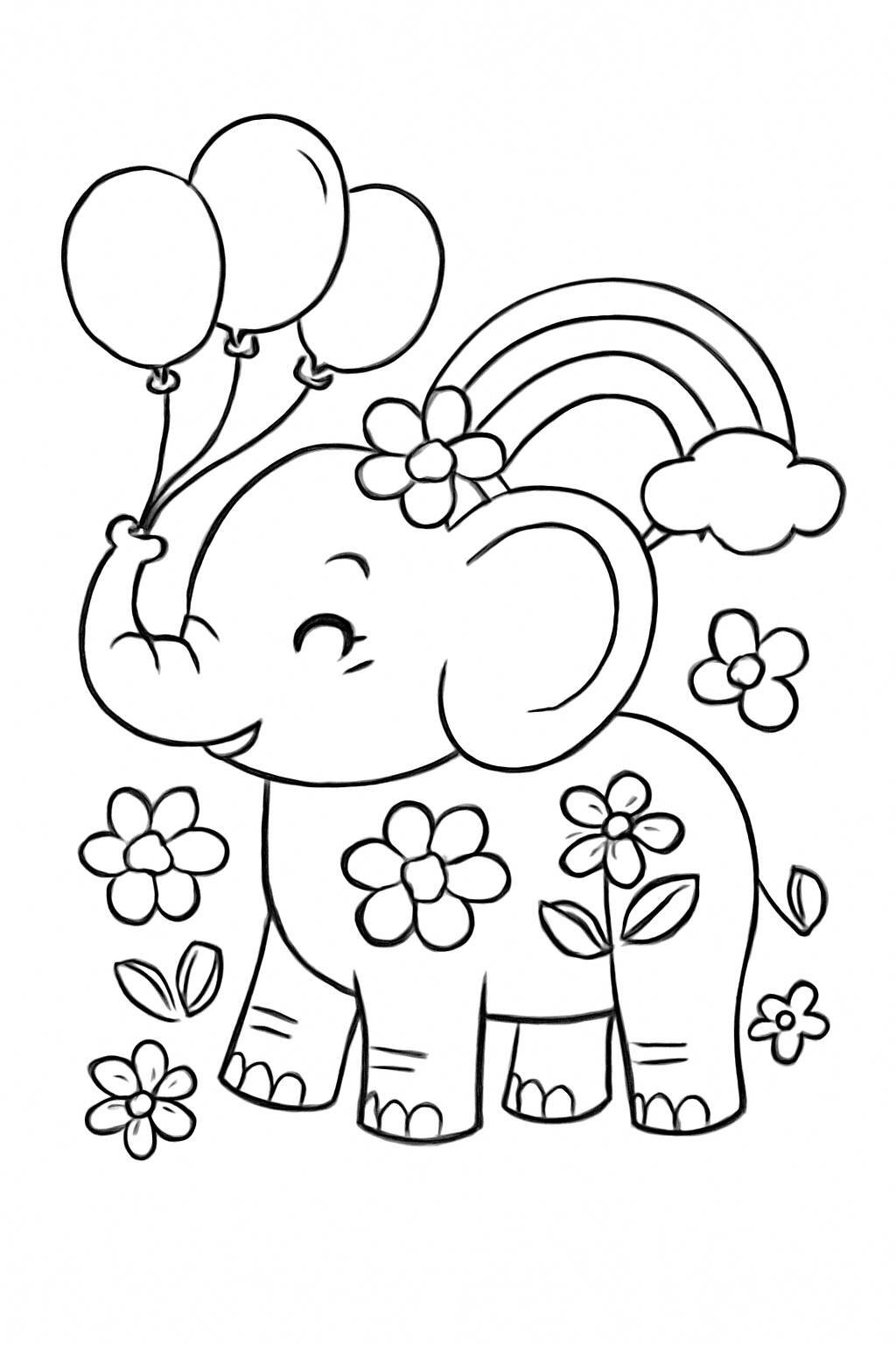 Elephant Coloring Pages for Kids – Cute Printable PDF Sheets