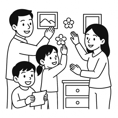 Happy Family Coloring Pages for Kids