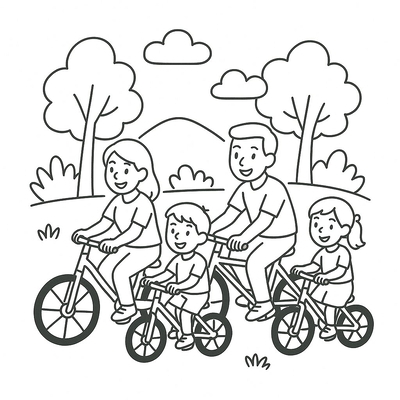 Happy Family Coloring Pages for Kids