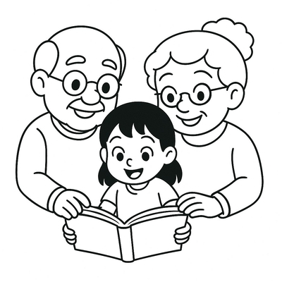 Happy Family Coloring Pages for Kids