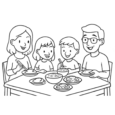 Happy Family Coloring Pages for Kids