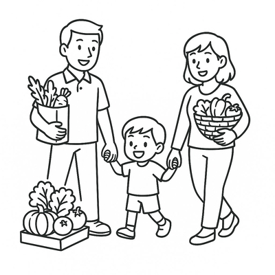 Happy Family Coloring Pages for Kids