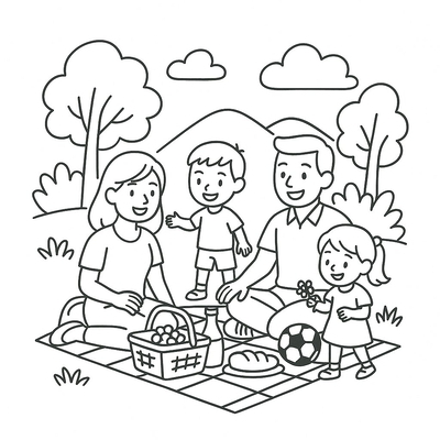 Happy Family Coloring Pages for Kids