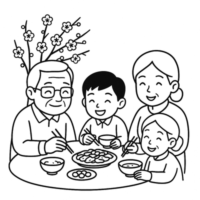 Happy Family Coloring Pages for Kids