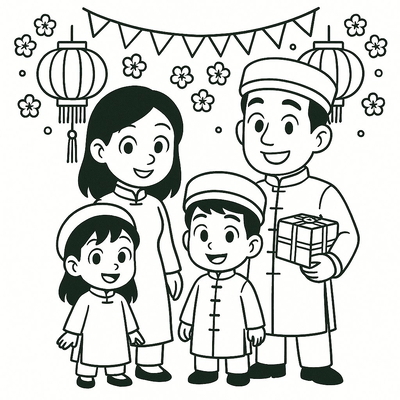 Happy Family Coloring Pages for Kids