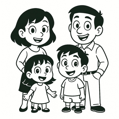 Happy Family Coloring Pages for Kids