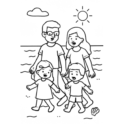 Happy Family Coloring Pages for Kids