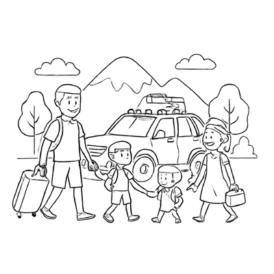 Happy Family Coloring Pages for Kids