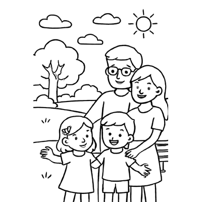 Happy Family Coloring Pages for Kids