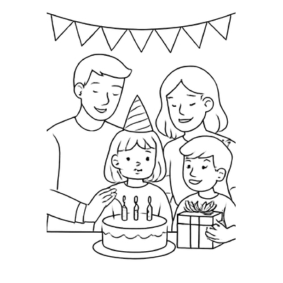 Happy Family Coloring Pages for Kids