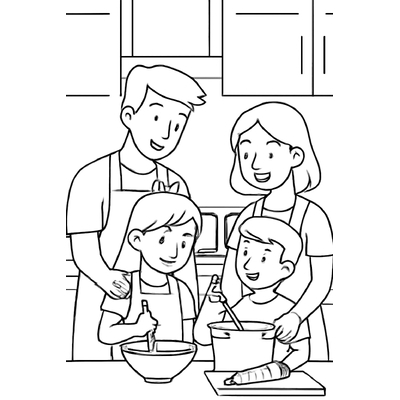 Happy Family Coloring Pages for Kids