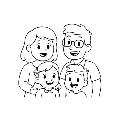 Happy Family Coloring Pages for Kids