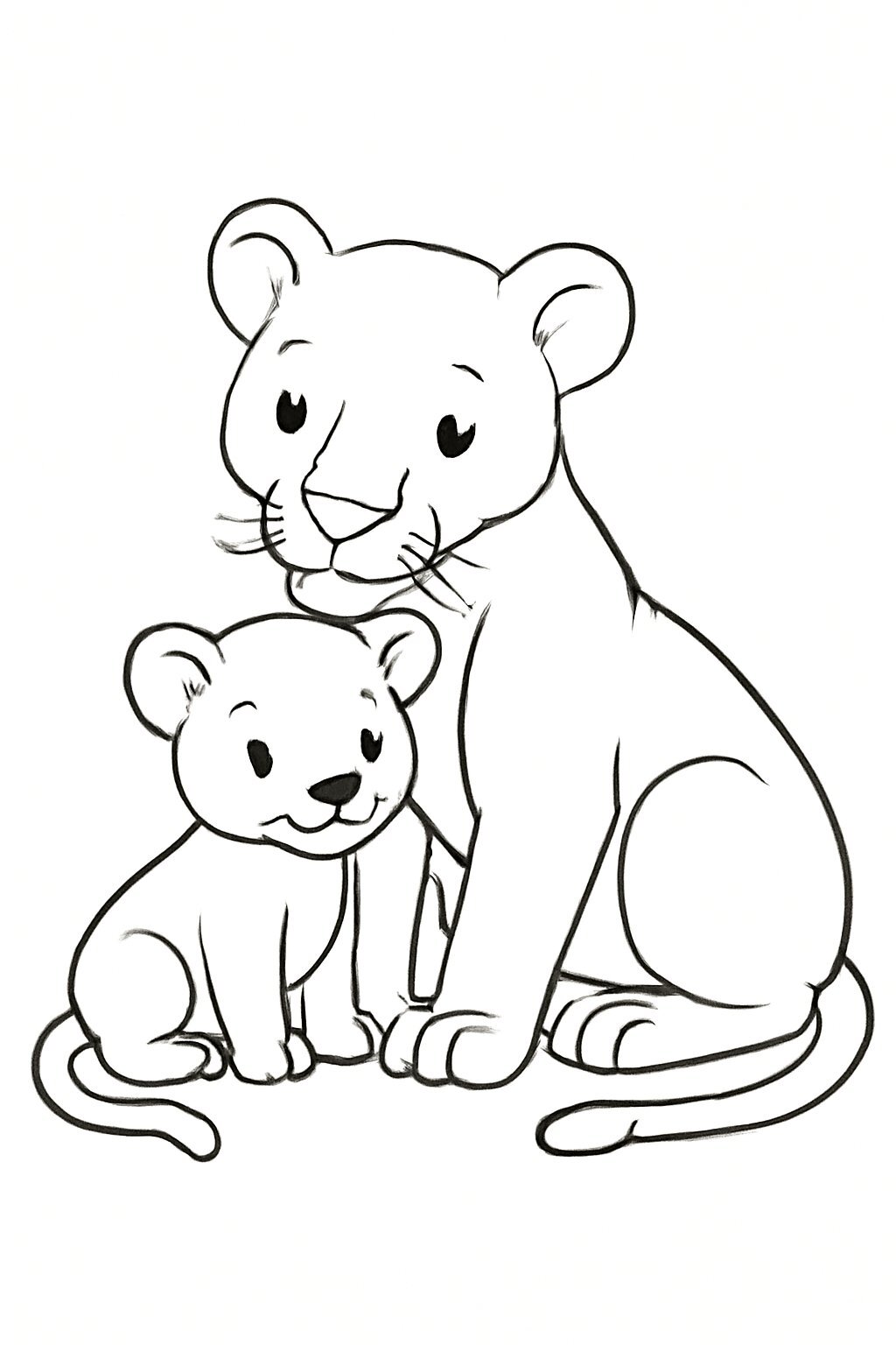 Mother Lion and Cub
