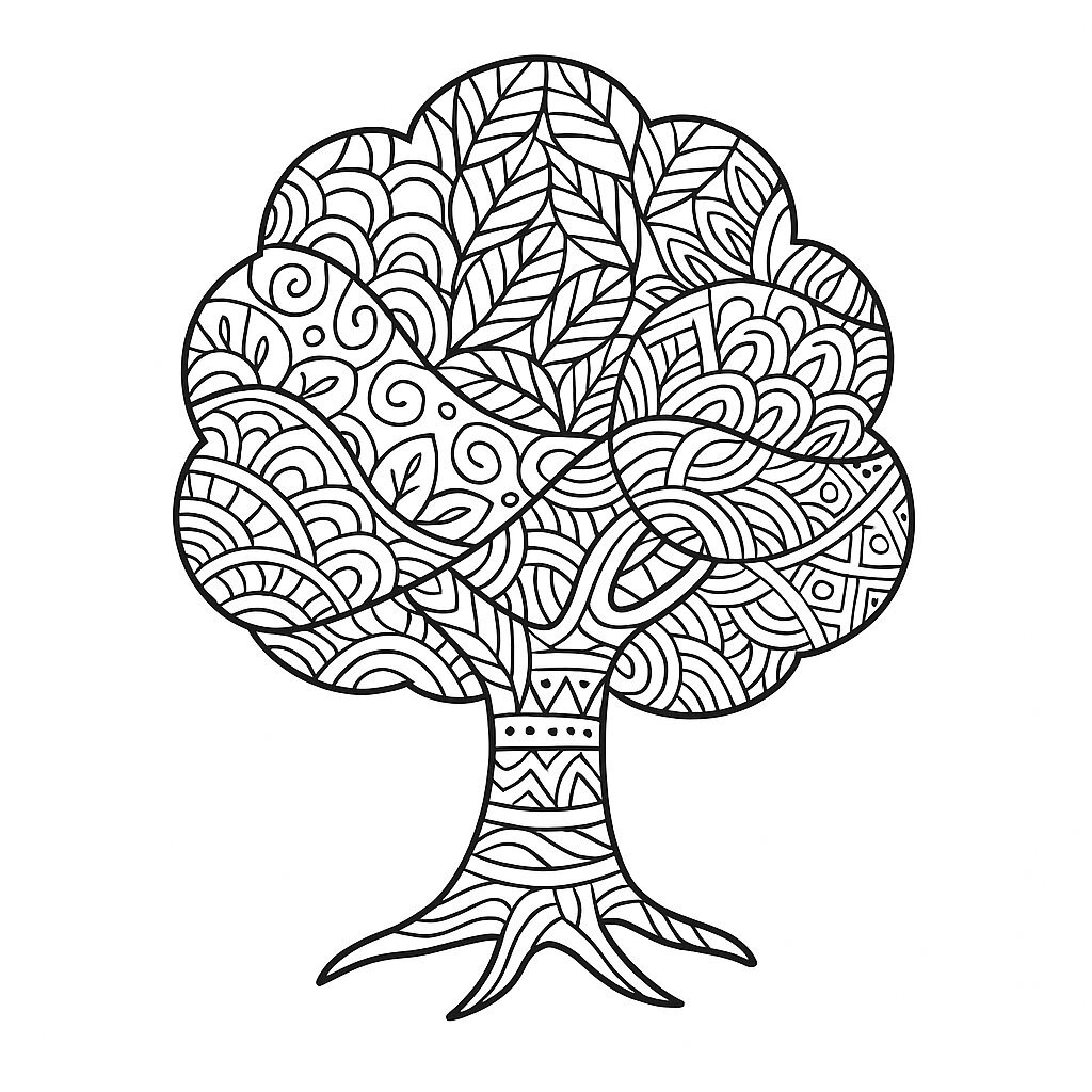 Zentangle-Style Green Tree