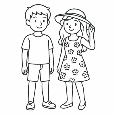 Boy and Girl Outfit Coloring Pages for Kids 2026