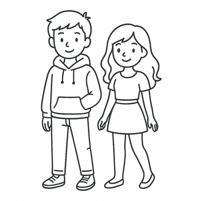 Boy and Girl Outfit Coloring Pages for Kids 2026