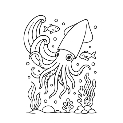 Squid Coloring Pages for Kids – Download PDF 2026