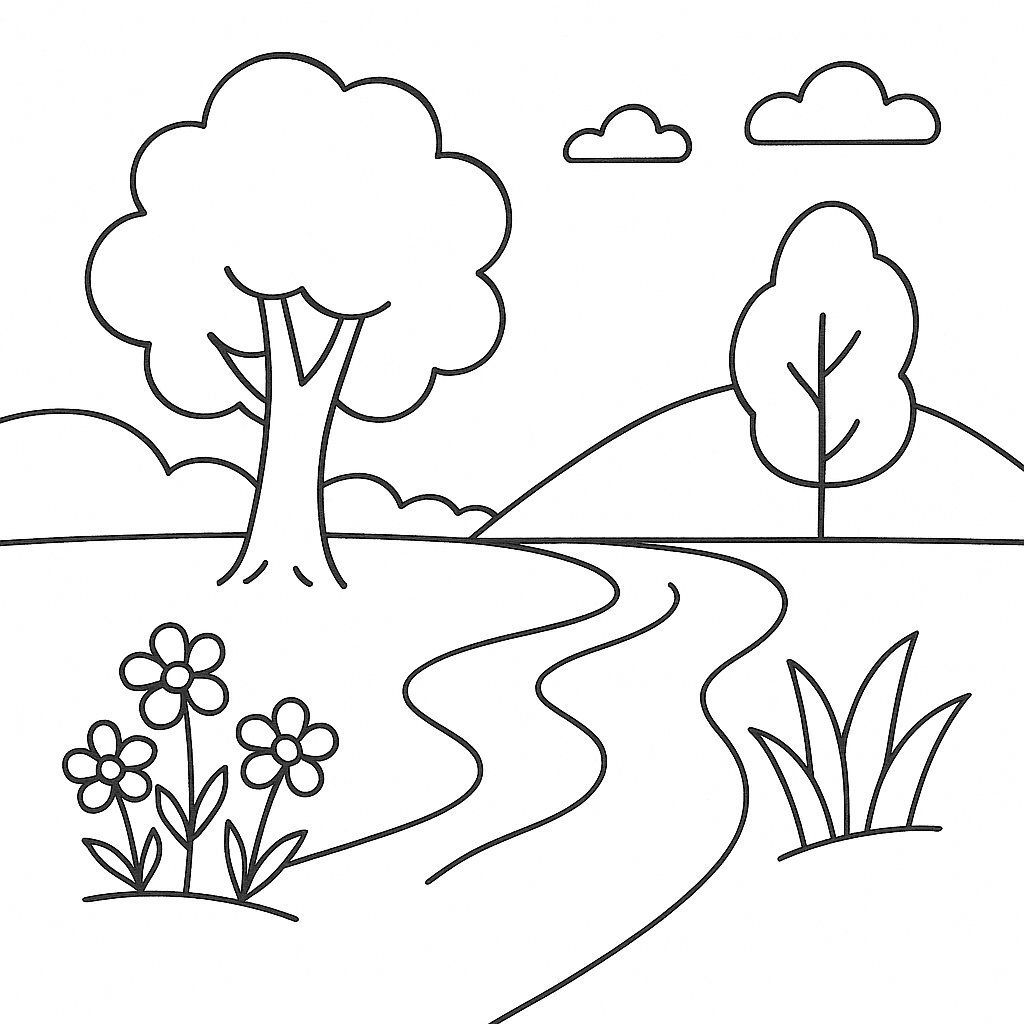 Nature-Themed Coloring Paper