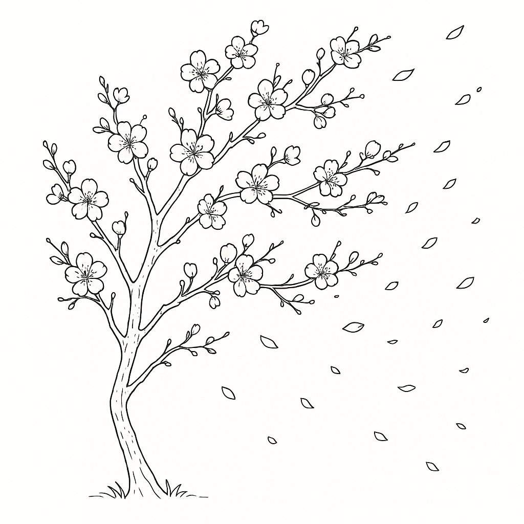Peach Blossoms in the Wind