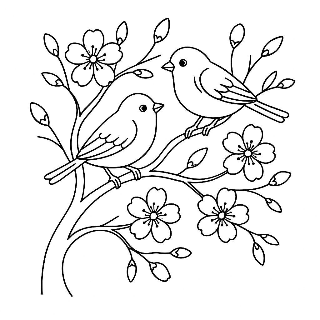 Peach Blossoms and Sparrows