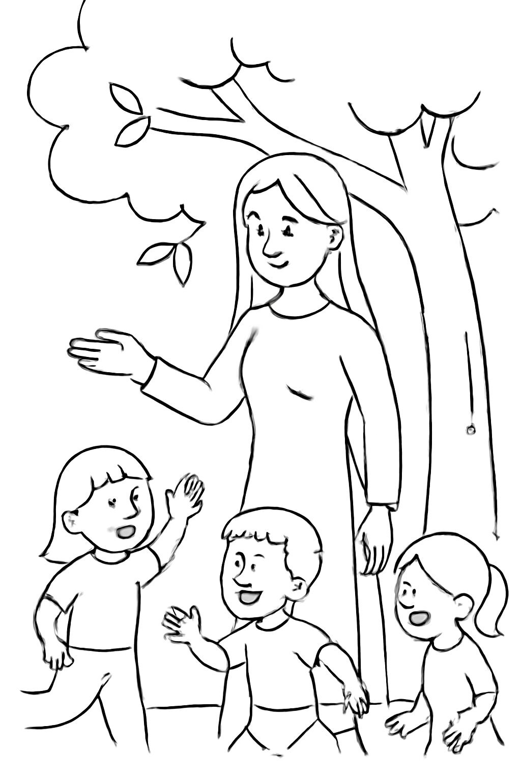 Teacher and Children Playing Outdoors