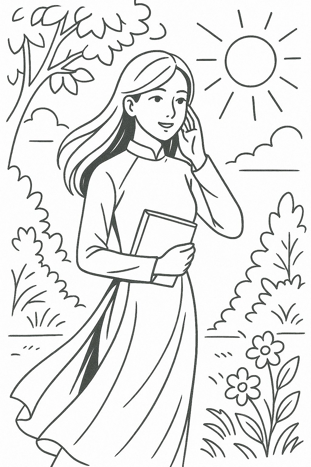 Teacher in an Áo Dài Under the Sunlight