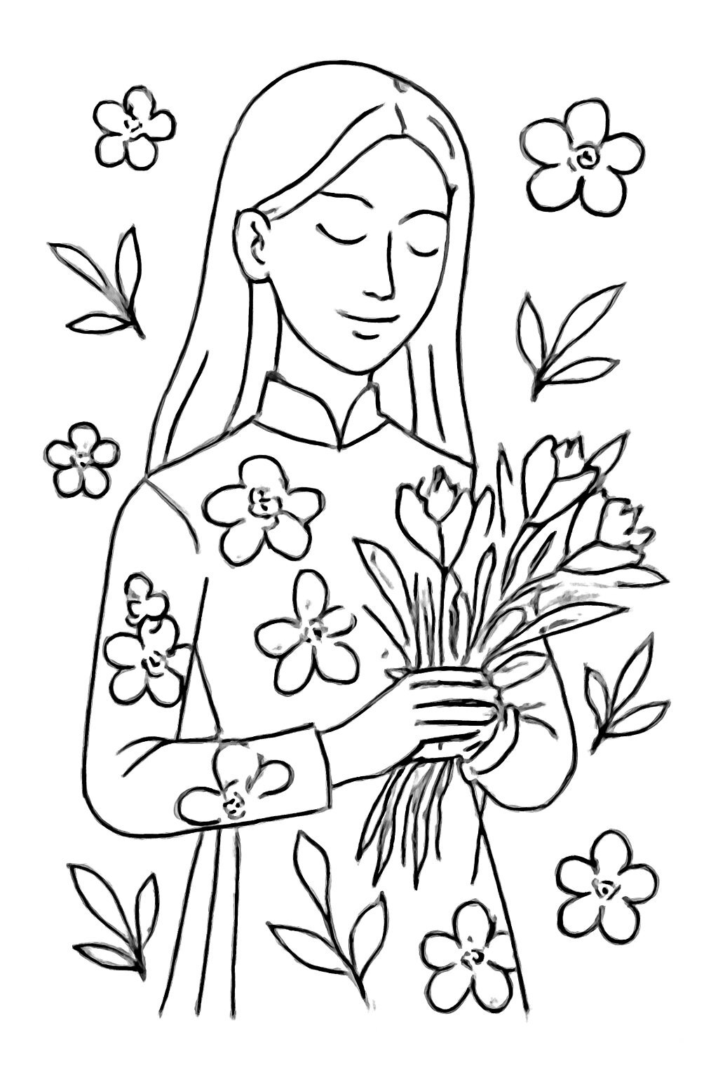 Teacher in a Floral Áo Dài