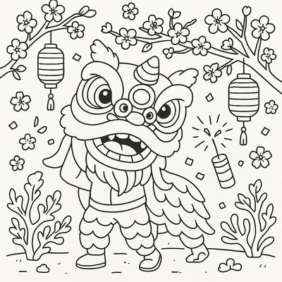 Lion Dance Coloring Pages for Kids 2026 – Free Download
