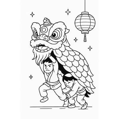 Lion Dance Coloring Pages for Kids 2026 – Free Download