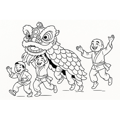 Lion Dance Coloring Pages for Kids 2026 – Free Download