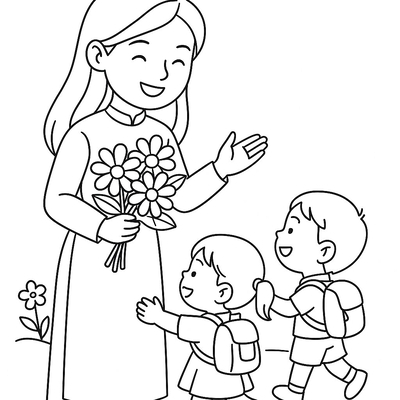 Preschool Teacher Welcoming Kids Coloring Pages 2026 – Creative Fun for Children