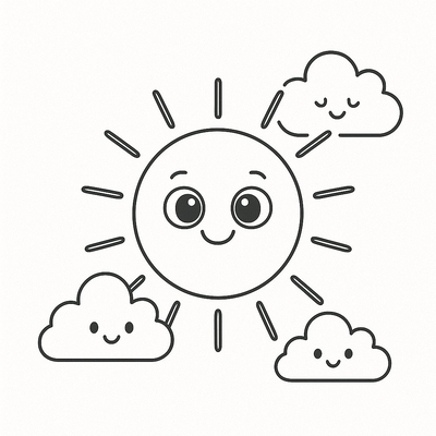 Sun and Cloud Coloring Pages for Kids 2026