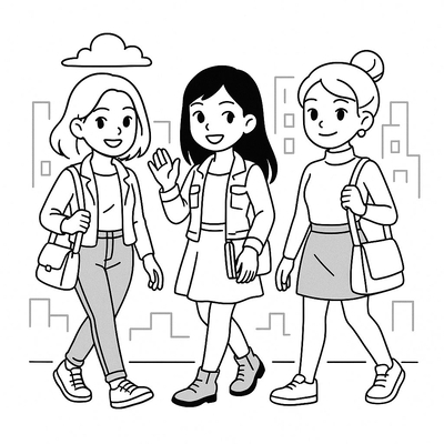 The Story of Three Girls Coloring Pages for Kids 2026