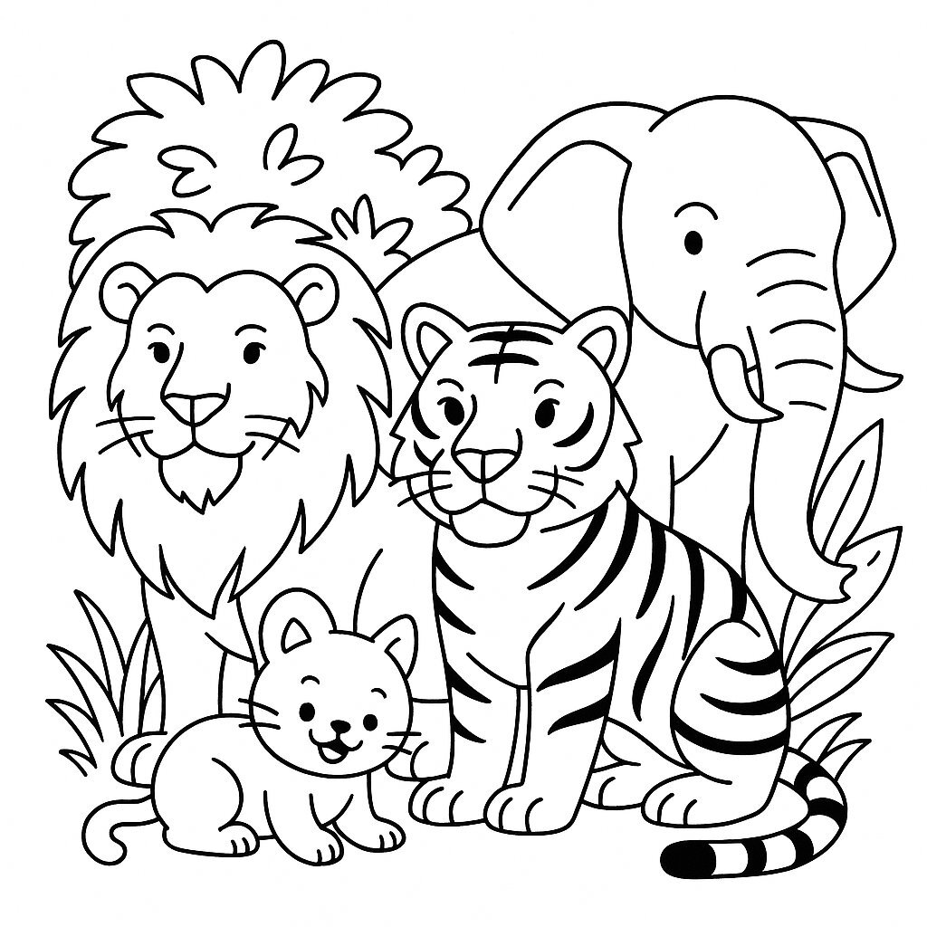 Wild Animals Coloring Picture